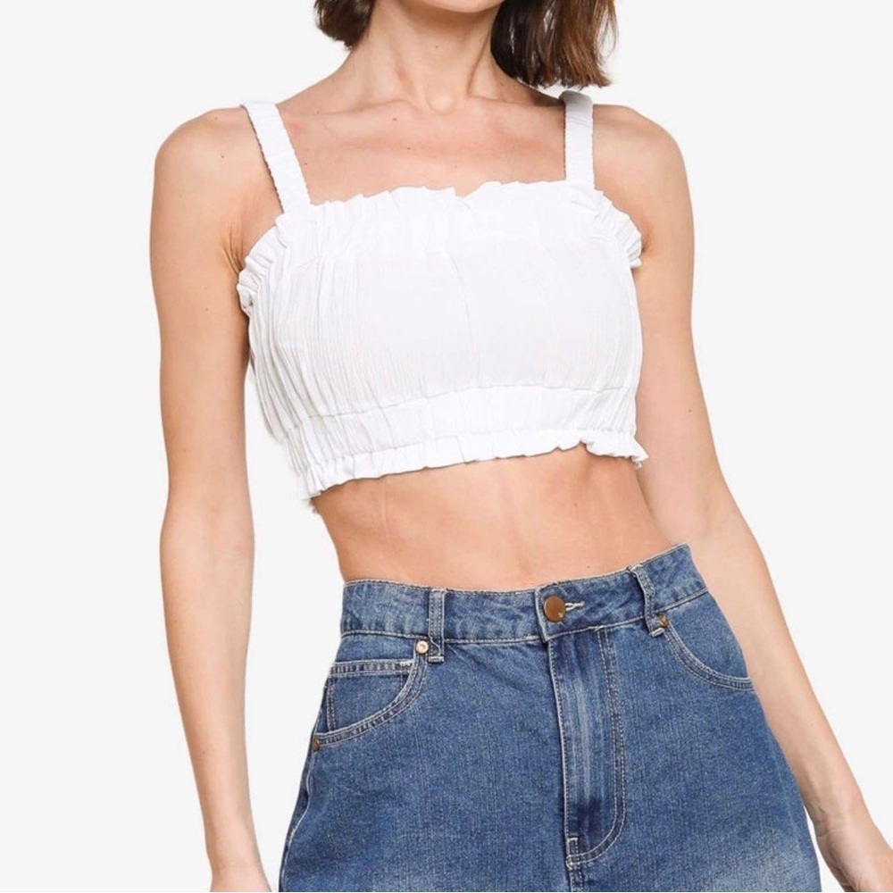 H&M Ruched Crop Top in White size M - Picture 2 of 9